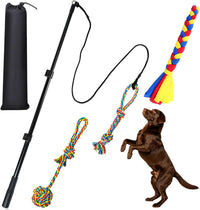 ASOCEA Dog Extendable Teaser Wand Pet Flirt Stick Pole Puppy Chasing - yellow