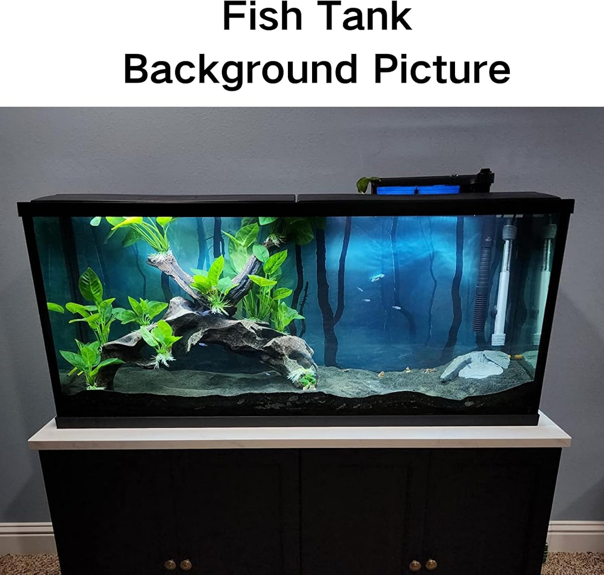 ELEBOX Fish Backgrounds Paper Double Sides 3D Stone & Trees Aquarium - H:19.5"x L:48" / N - image 3