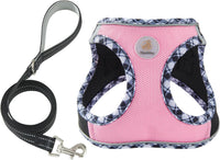 Hipubby Dog Harness Small Sized and Leash Set - Black Pink / L (Chest: 18.8"-20.8")