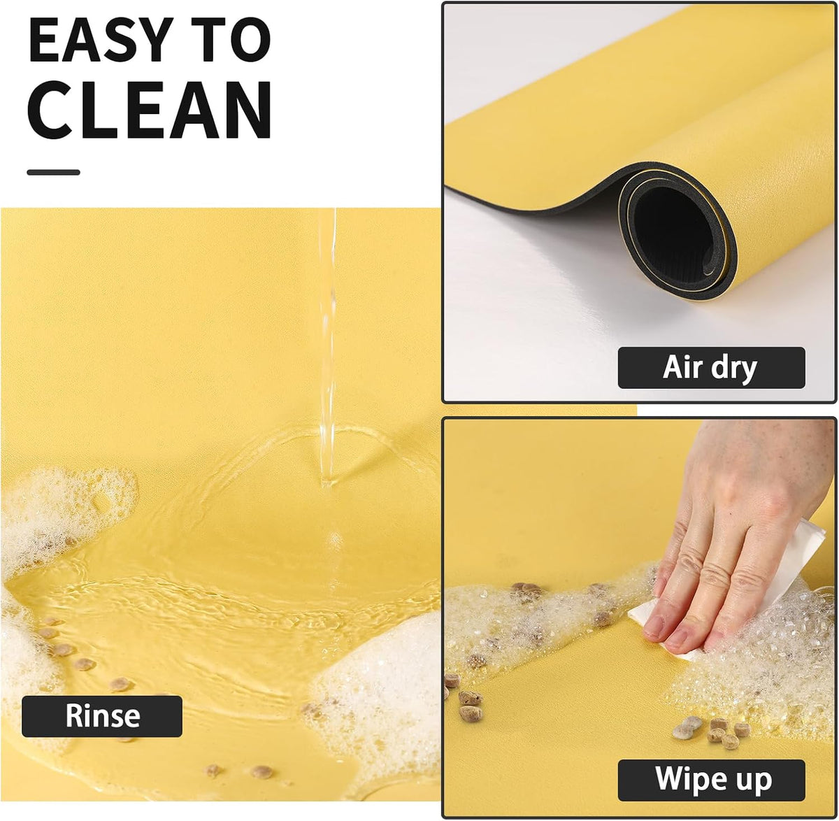 HotLive Dog Food Mat, Absorbent Cat Mat for Food and Water - Yellow / 19"L x 12"W - image 3