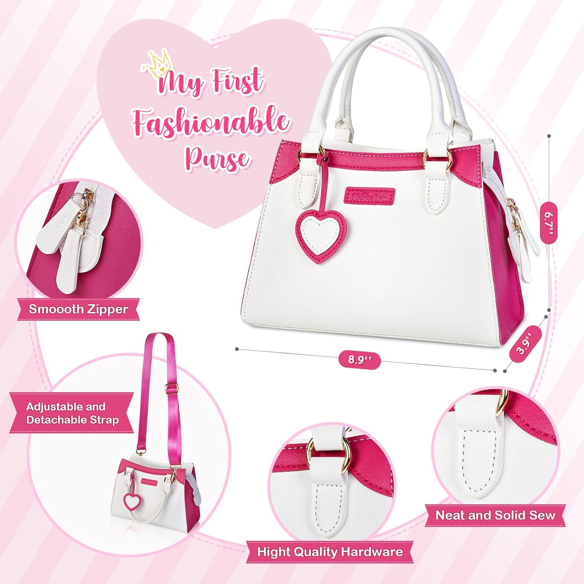 Shemira Play Purse for Little Girls - White - image 2