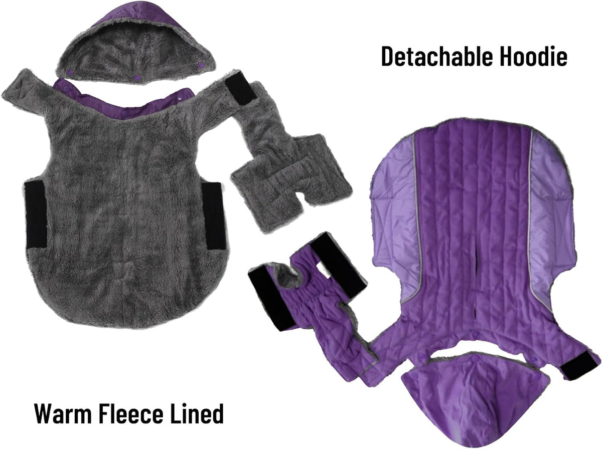 Warm Fleece Dog Hoodie for Small Dogs, Winter Puppy Coats - Purple / Medium - image 4