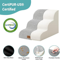 Dog Stairs for Small Dogs 15.7" H, Curved Dog Step for Puppy, Older Cat, Medium Pet Ramp for Sofa, Couch or Chair, Ladder with High Density Foam, 15.7x22.4x15.7 inch, 3 Step, White Black