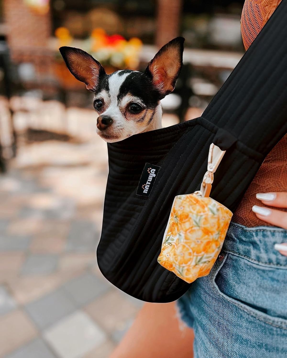 NATUYA Small Dog Cat Carrier Sling - Black / Canvas - image 2