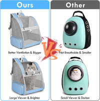 Cat Backpack Carrier, Small Dog Carrier Backpack with Fully Ventilated Mesh, Kitten Wand Feather - Blue - image 4