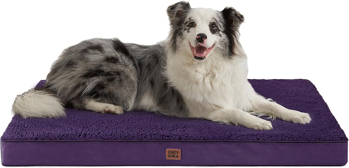 EHEYCIGA Orthopedic Dog Bed Large with Removable Washable Cover - 41*27*3.5 inches / Purple