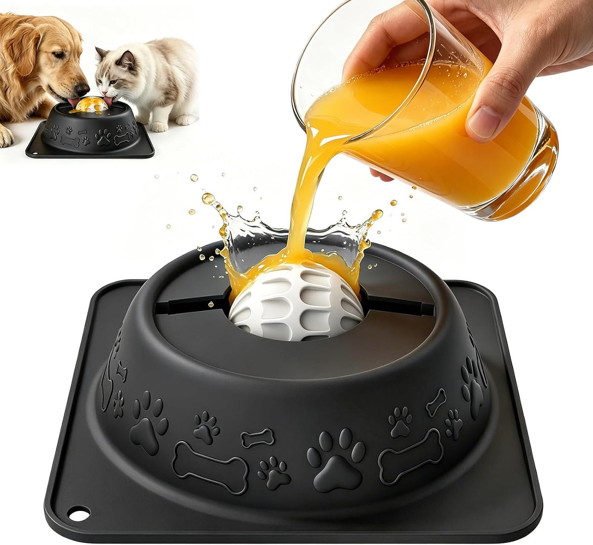 Slow Feeder Dog Bowl for Liquid Treats, Anti-Slip Lick Bowl - Black