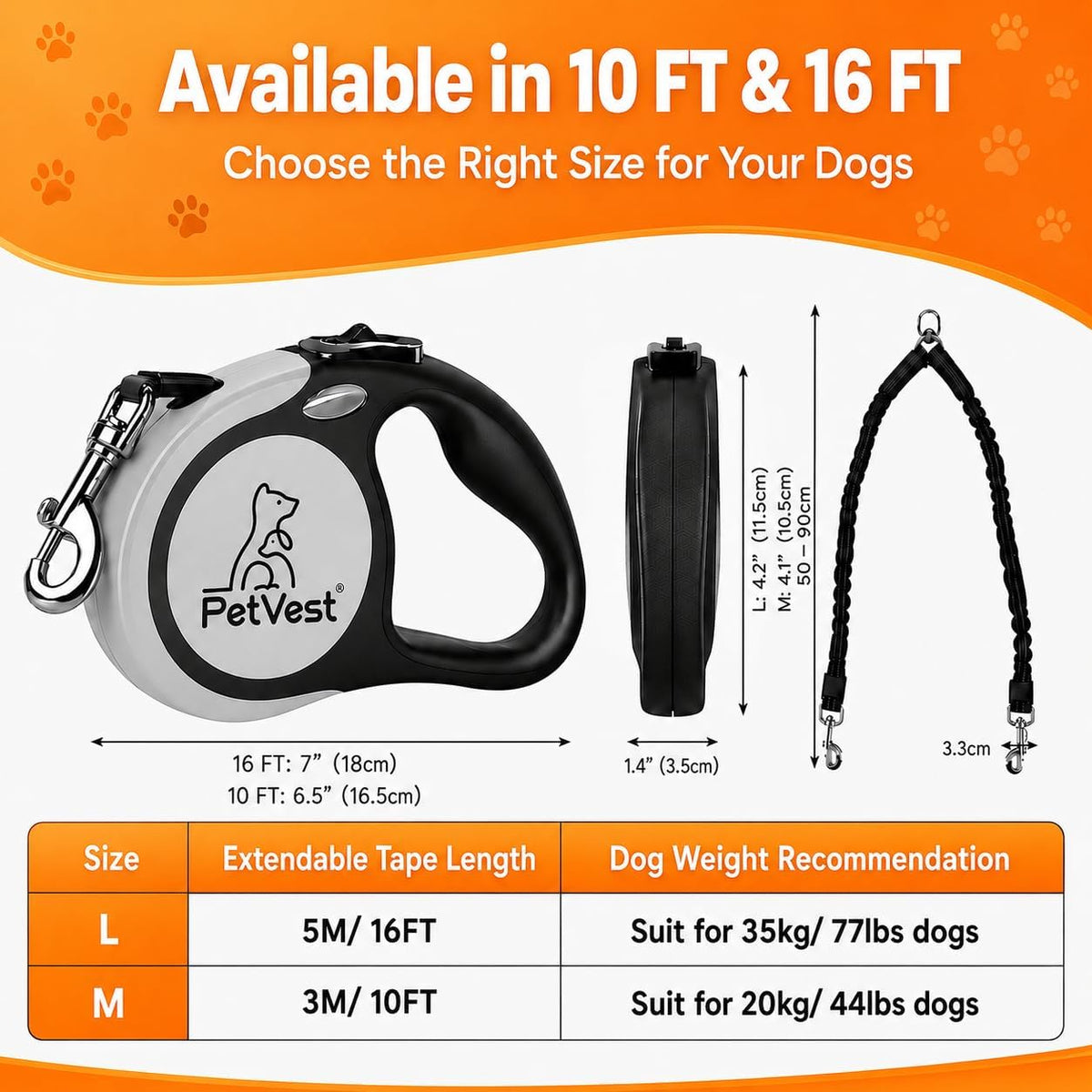 Dual Retractable Dog Leash, Detachable for Single Use - 16 FT - image 2