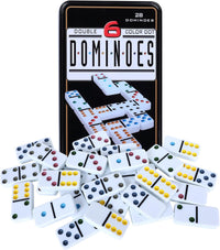 Offelec Double Six Dominoes Set - Double 6 Colored Dot Dominoes