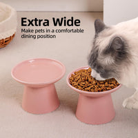 Ceramic Elevated Cat Food Bowls, 6.2" Wide - Pink / 4 Pack - image 3