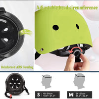 FOOKCIAN Kids Helmet,Toddler Skateboard Helmets for Ages 2-3-5-8-14 Years Boys Girls with Knee - Green / Medium: 20.47"-22.83" / 8-14 year - image 4