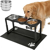 Elevated Dog Bowls, Metal Raised Dog Bowl Stand with 2 Thick 58oz Stainless Steel Food Bowls - Black-58oz x 3 / Height: 8.8-14"