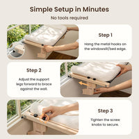 Pecute Cat Windowsill Perch, Cloud-Soft Cat Bed with Wood Frame - White / 24.8" x 14.9" - image 3