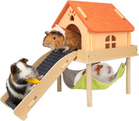 3 in 1 Enlarged Guinea Pig Hammock - Orange Roof