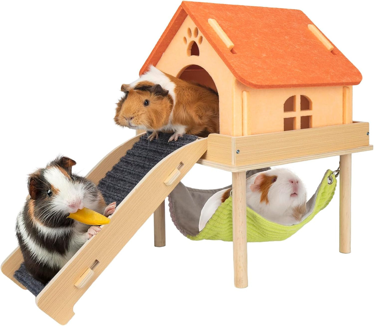 3 in 1 Enlarged Guinea Pig Hammock - Orange Roof