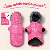Dog Coat for Small Dogs, Windproof Doggie Puffer Jacket with Leash Hole, Extra Warm Dog Jacket - Large / Pink - image 2