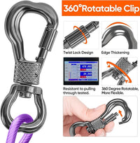 Tresbro 80FT Reflective Tie Out Cable for Dogs Up to 250 Pounds, Steel Wire Lead Leash Cable with Stainless Rotatable Buckle, Lightweight and Enduring, Dog Chains Outside for Outdoor, Yard, Purple