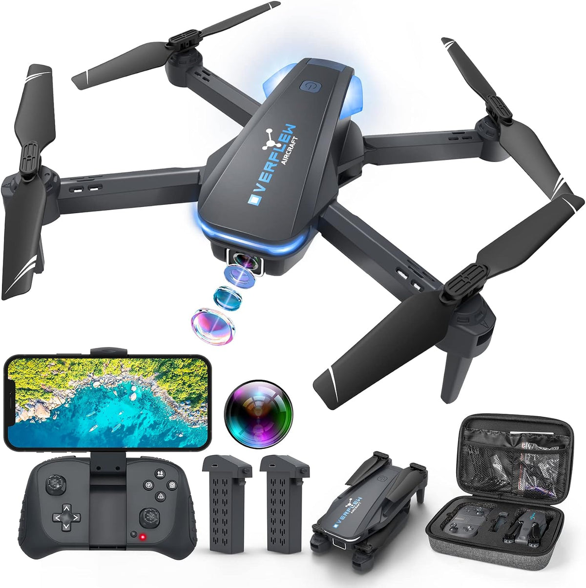 Drone with 1080P Camera for Beginners and Adults - Blue