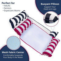 Aqua 4-in-1 Monterey Hammock Pool Float & Water Hammocks - Navy & Burgundy/White Stripe / Monterey Hammock / 2 Pack - image 3