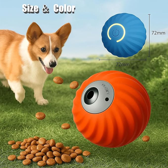 Zoomie Buddy 2.0, Zoomie Buddy for Dogs, 2 in 1 Smart Touch Interactive Dog Balls ＆ Pet Feeder, 2.83" Diameter, Suitable for Small/Medium Dogs, with Fruit Plush Cover (Orange, 3*Mix)