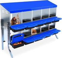 Chicken Nesting Box, 10 Hole 2 Layer Hen Nest Boxes with Legs, Roll Away Eggs Laying Boxes,Cleanable Pull Out Hen Roosting Boxes