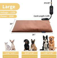 Cat Heating Pad, Heated Cat Bed, 5 Temps & Timer - Brown / L: 26" x 20" - image 4