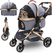 Pettingzoo Dog Stroller, Aluminum Frame, Removable Carrier - gray