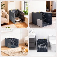 Waterproof Cat Litter Box Enclosure Splash Guard - Gray-High - image 2