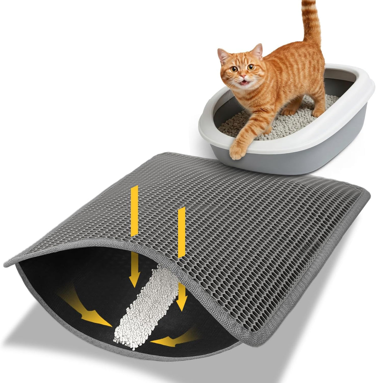 Conlun Cat Litter Trapping Mat for Small Spaces - Gray / Medium (23.6" x 14.6")