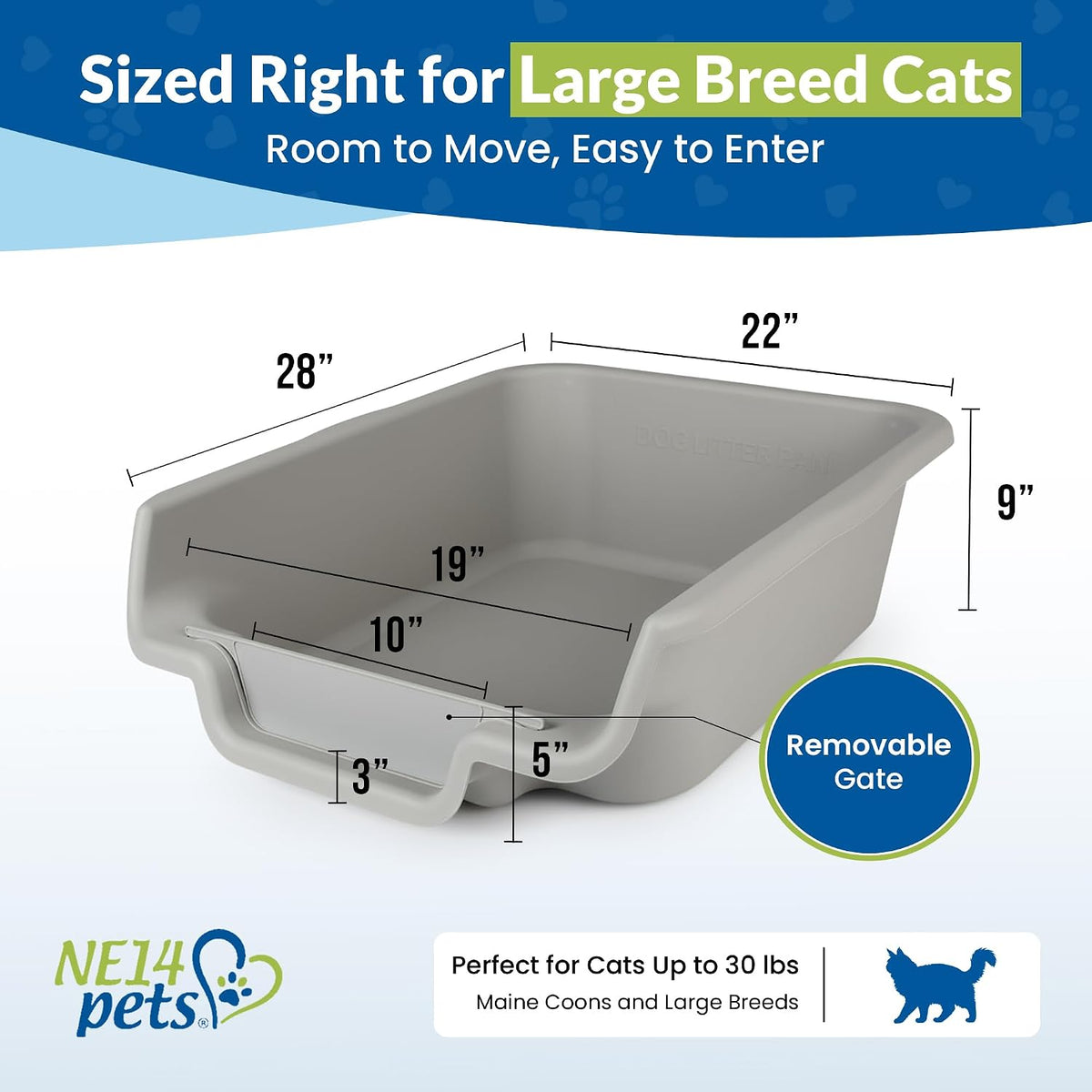 KittyGoHere Senior Cat Litter Box Jumbo Low Entry Open Top - Misty Gray / Jumbo - image 4