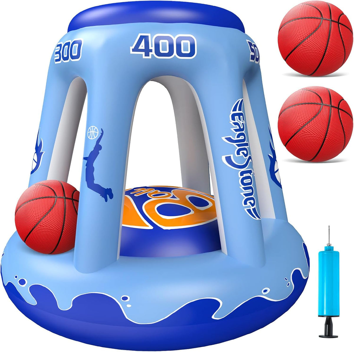 EagleStone 47 inch inflatable pool basketball hoop floating with balls