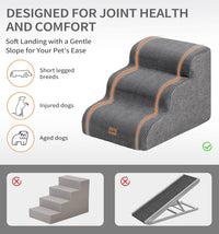 Made4Pets Dog Stairs Ramp for Small Dogs - Grey / 3.0 / 22.5"x15.7"x15.7"H - image 3