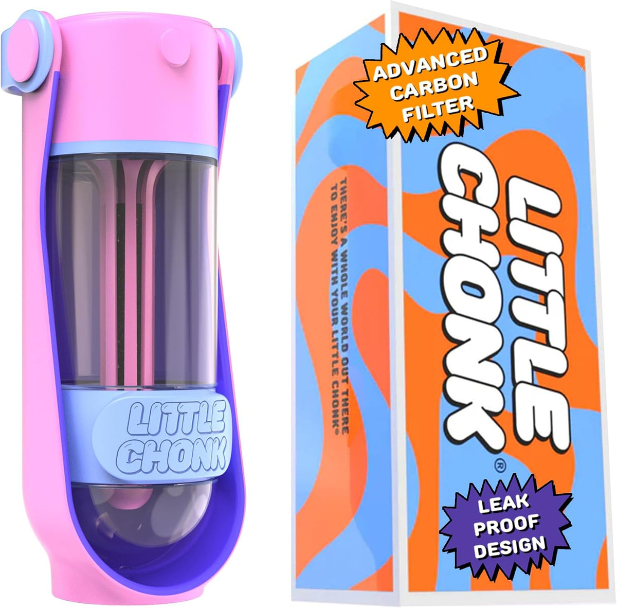 Lil Gulp Dog Water Bottle 15 Fl oz Filtered Portable Travel Bottle – Essentials for Dogs - Cotton Candy