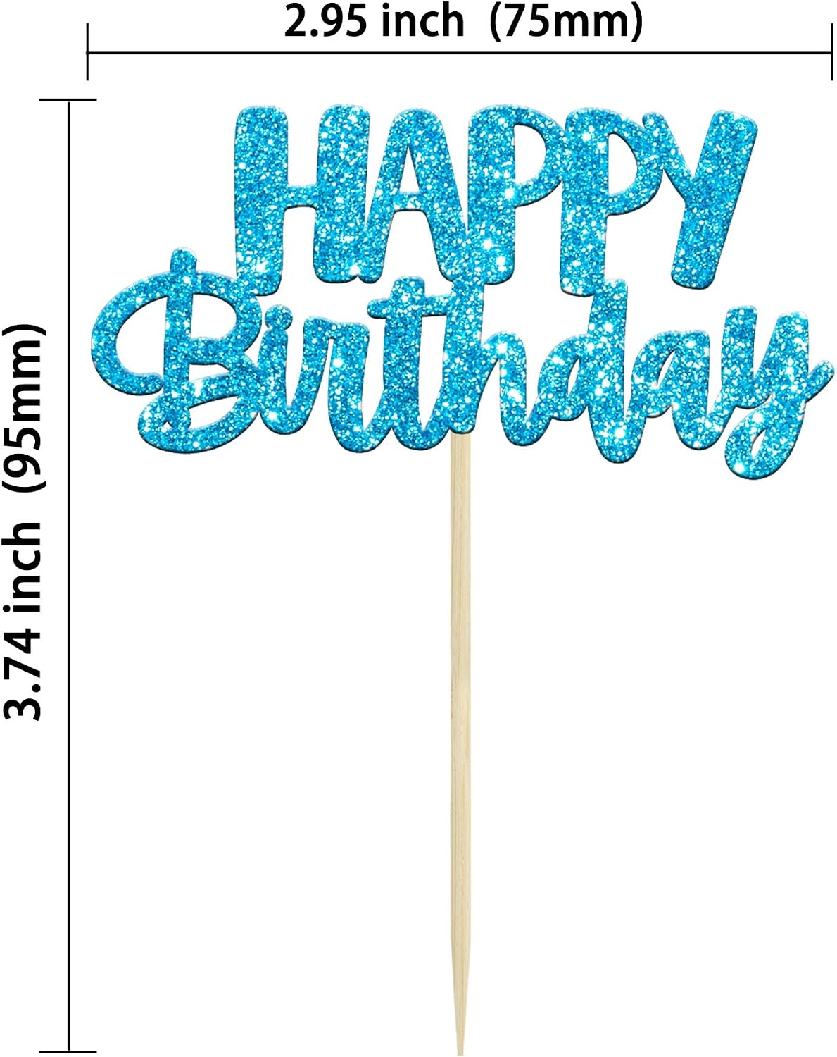 Gyufise 24Pcs Happy Birthday Cupcake Toppers Gold Glitter Celebrating - Blue - image 2