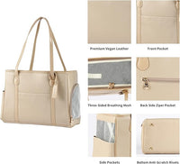 Stylish Dog Purse Carrier, Leather Pet Carrier Bag for Small Dogs Cats Puppy, Airline Approved Soft-Sided Carrier Ivory