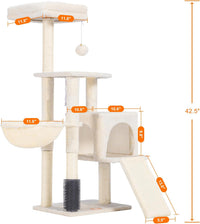 Heybly Cat Tree, 45.3" Cat Tower for Indoor Cats with Large Perch HCT202SG – Essentials for Cats - 42.5 inch / Beige - image 3