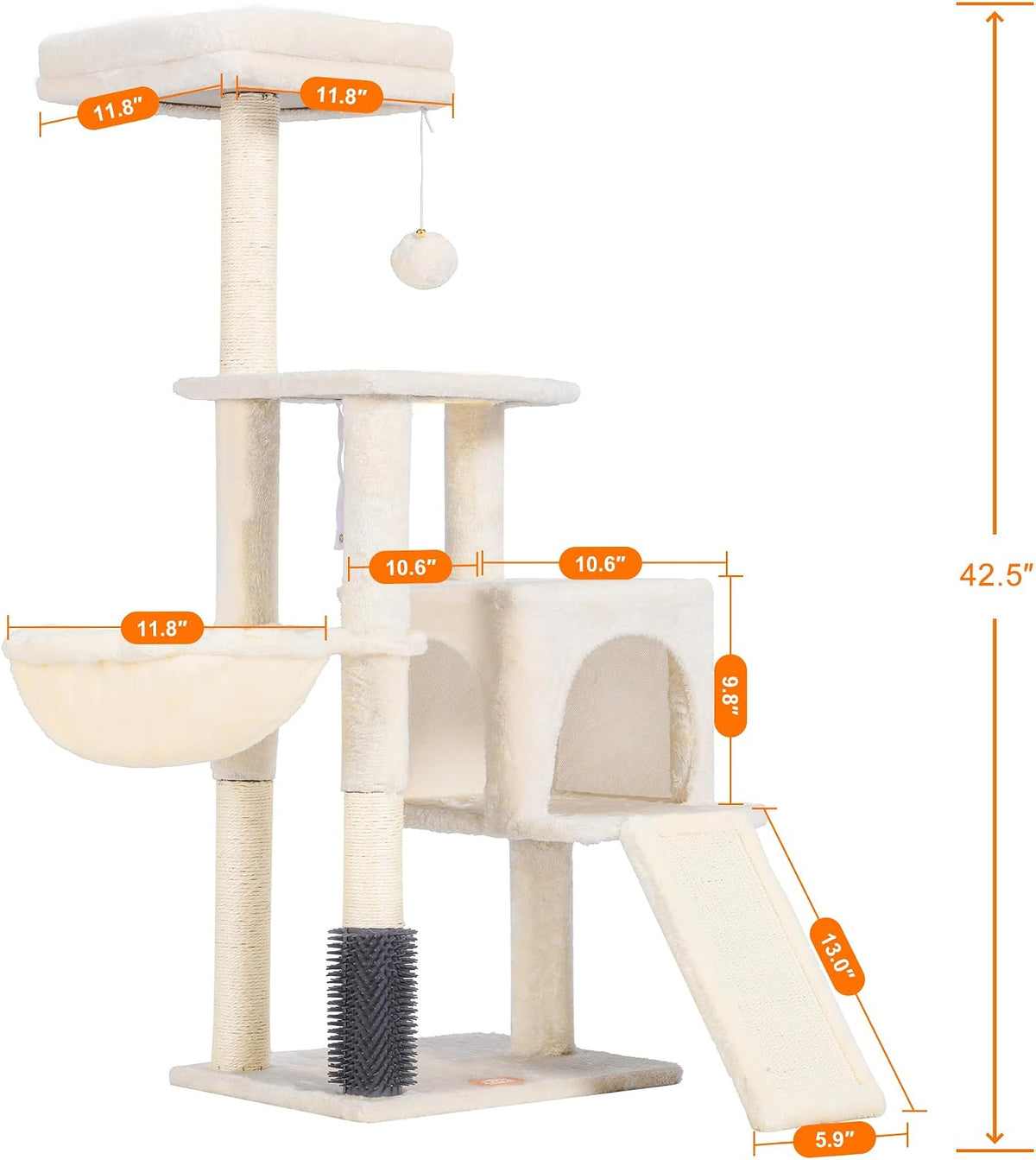 Heybly Cat Tree, 45.3" Cat Tower for Indoor Cats with Large Perch HCT202SG – Essentials for Cats - 42.5 inch / Beige - image 3
