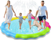 Jasonwell non slip splash pad sprinkler for kids and dogs spraying water in a backyard - view 9