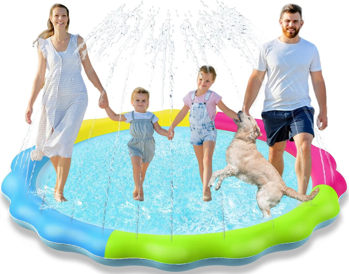 Jasonwell non slip splash pad sprinkler for kids and dogs spraying water in a backyard - view 9