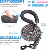 2/4/5/6 FT Dog Leash with Comfortable Padded Handle and Highly - 1/2'' x 5 FT / Black Silver - image 2