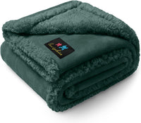 Waterproof Pet Blanket, Liquid Pee Proof Dog Blanket for Sofa Bed Couch, Reversible Sherpa Fleece - S (40" x28") / Dark Green-thicken