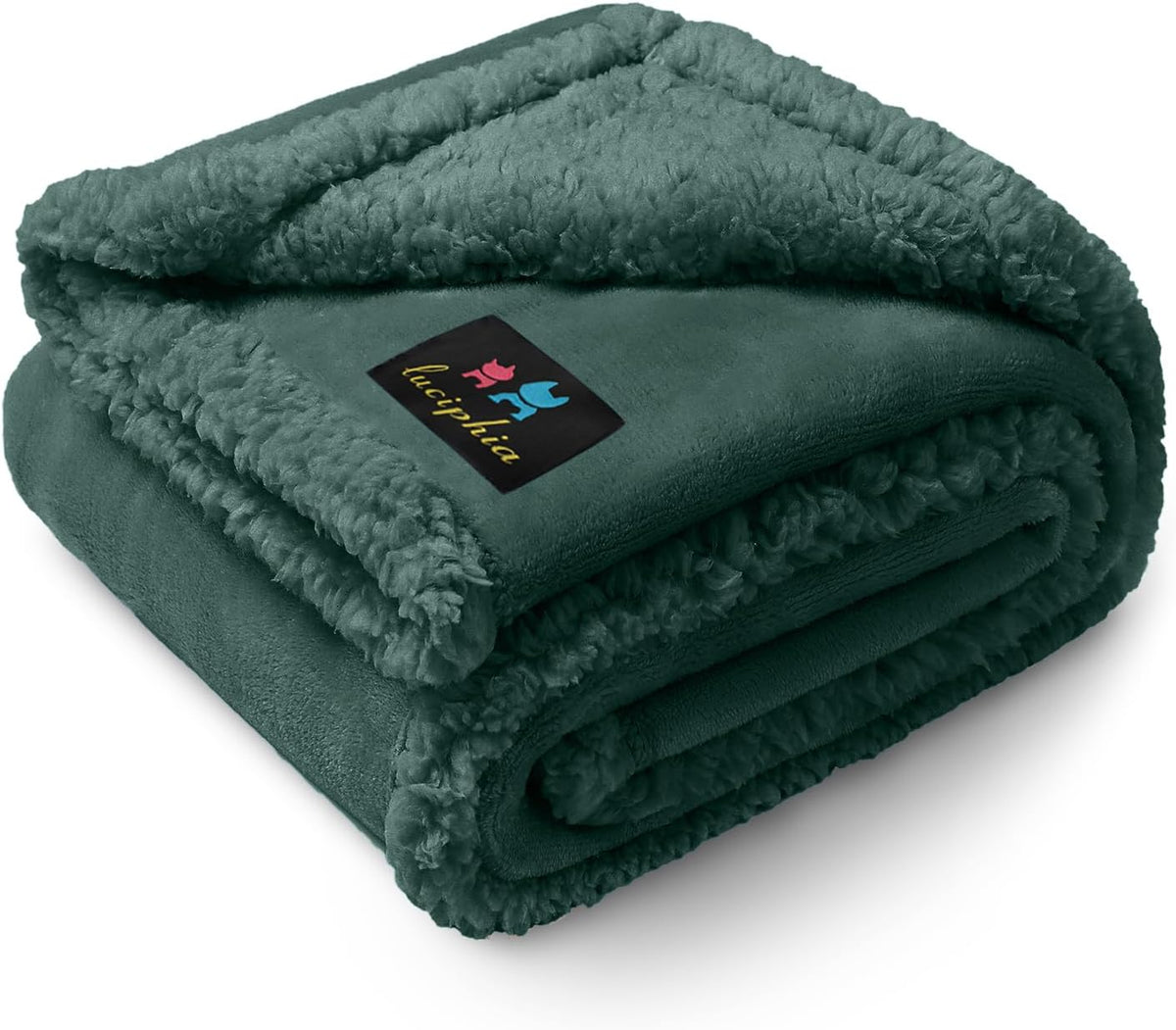 Waterproof Pet Blanket, Liquid Pee Proof Dog Blanket for Sofa Bed Couch, Reversible Sherpa Fleece - S (40" x28") / Dark Green-thicken