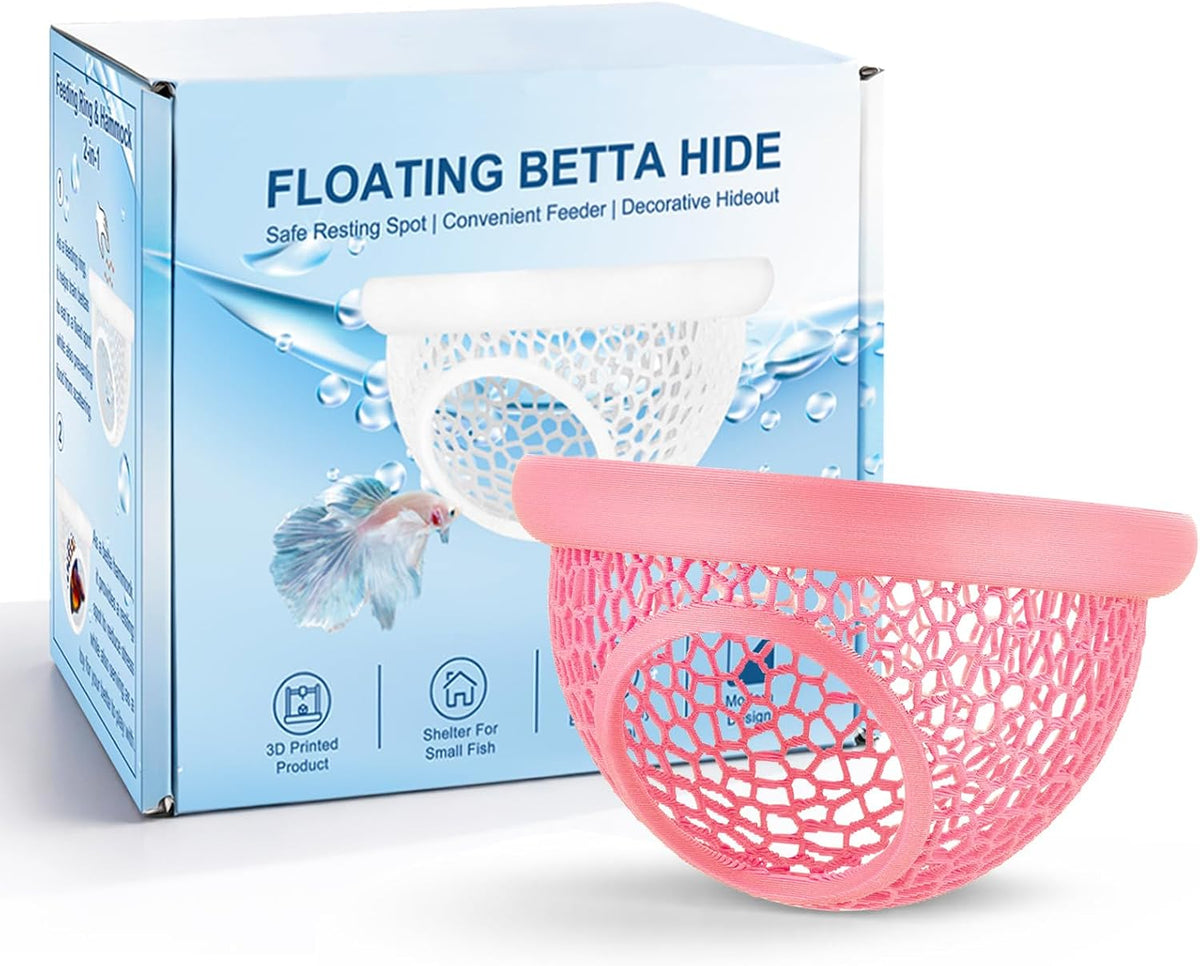 Floating Betta Hide & Shrimp Cave, 3D Printed Aquarium Decor - Pink - image 3