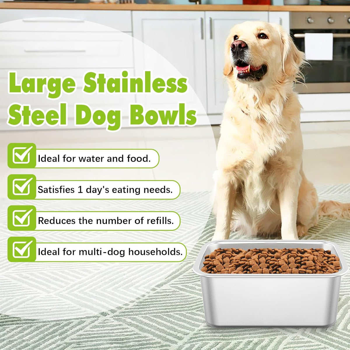 Stainless Steel Dog Water Bowl - 2 Pack-3 Gallon - image 4