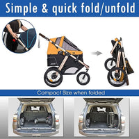 Run Performance Jogging Sports Stroller with Comfort Rubber Wheels/Zipper-Less Entry/1-Hand Quick Fold/Aluminum Frame for Small/Medium Dogs, Cats and Pets (Speed Yellow)