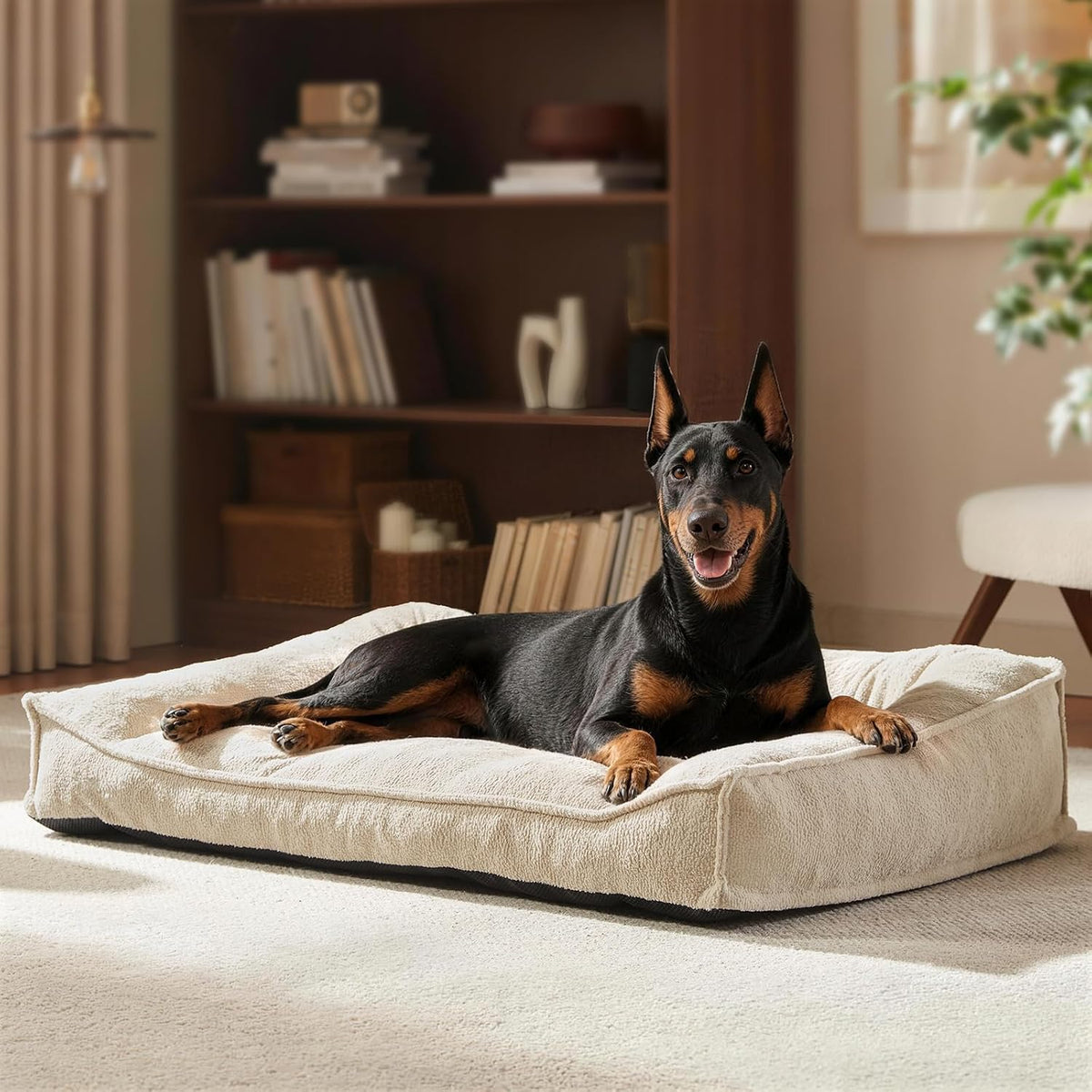 FURTIME XL Orthopedic Dog Bed Large Sized Dog - Beige / 48"L x 35"W x 10"Th