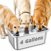 YUEPET 3 Gal Large Stainless Steel Dogs Water Bowl - 4 Gallons