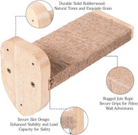 3pcs Cat Wall Steps, Climbing Mounted Furniture, Shelves With Hemp Rope Covered, Solid Wood Ladder for Playing and Climbing (Large-Wood)