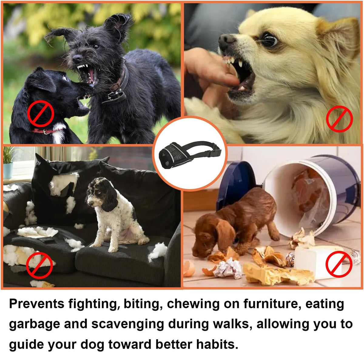 Dog Muzzle for Small Medium Large Dogs Soft Air Mesh Muzzles – Essentials for Dogs - Black / L (Snout 8¼"-9") - image 3