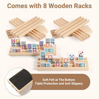 Mexican Train Dominoes Set with Numbers and 4 Wooden Trays/Racks - D15 Dot 8 Players - image 2
